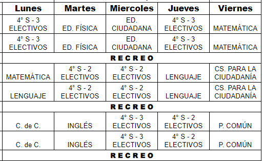 Horarios de cursos 2024