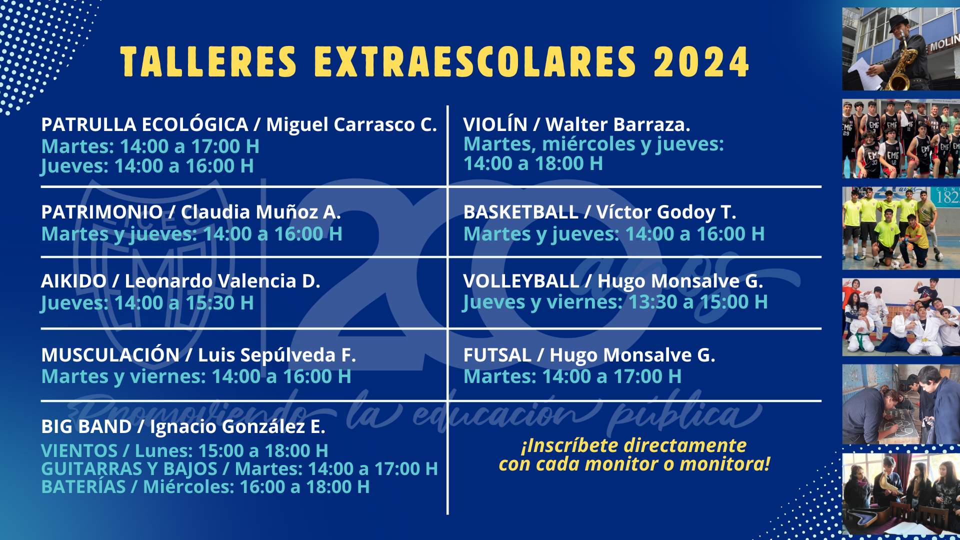 ¡Conoce aquí los horarios de los Talleres extraescolares!